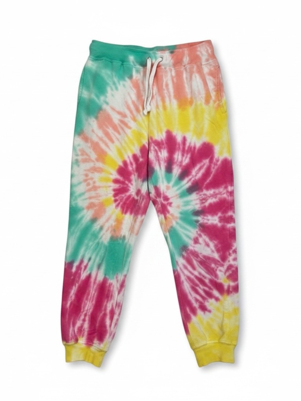 Dreamsicle | Vibrant Pink and Yellow Tie-Dye Joggers with Elastic Waistband | L